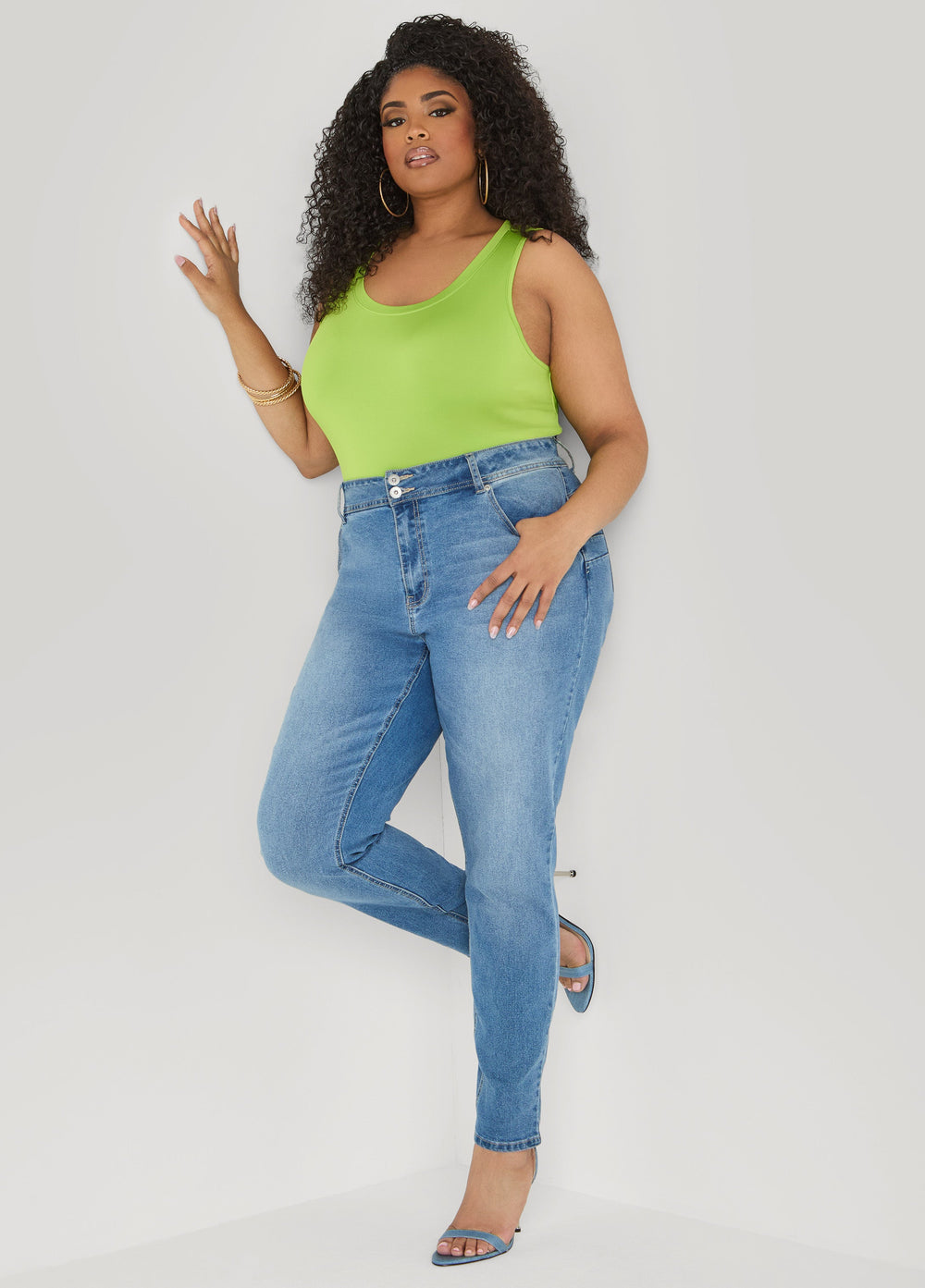 The Basic Knitted Cami Macaw Green | Ashley Stewart
