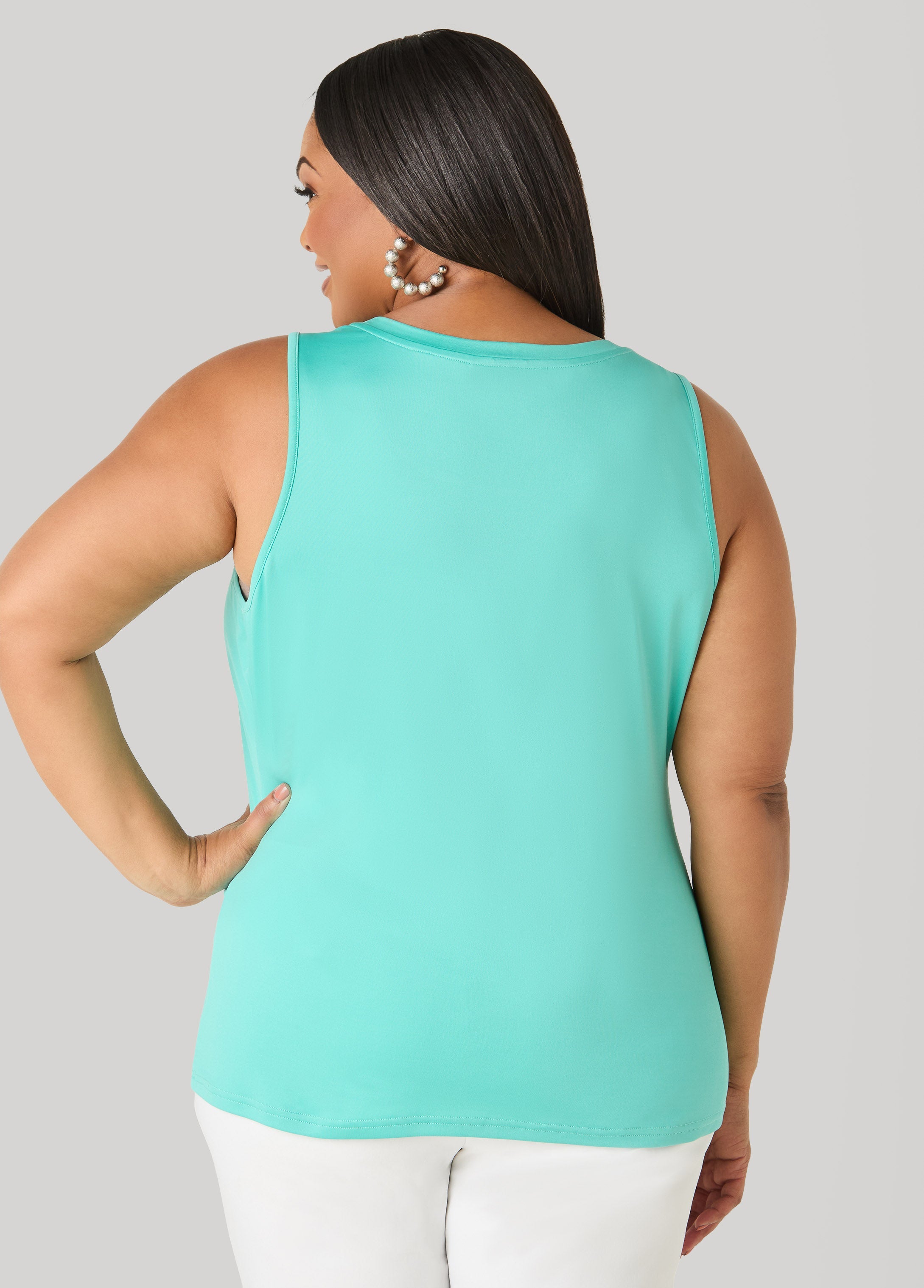 The Basic Stretch Knit Cami Top Turquoise | Ashley Stewart