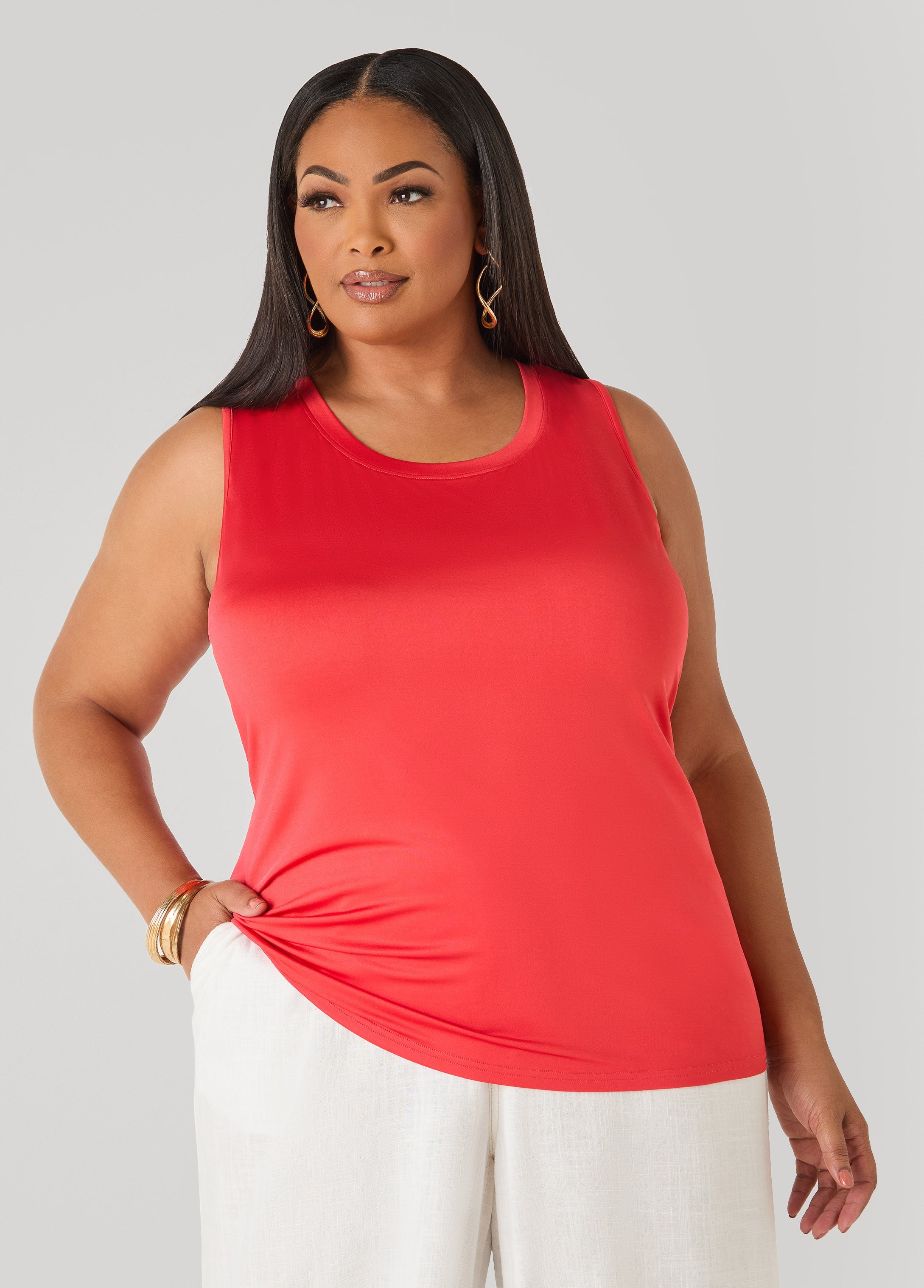 The Basic Stretch Knit Cami Top Turquoise | Ashley Stewart