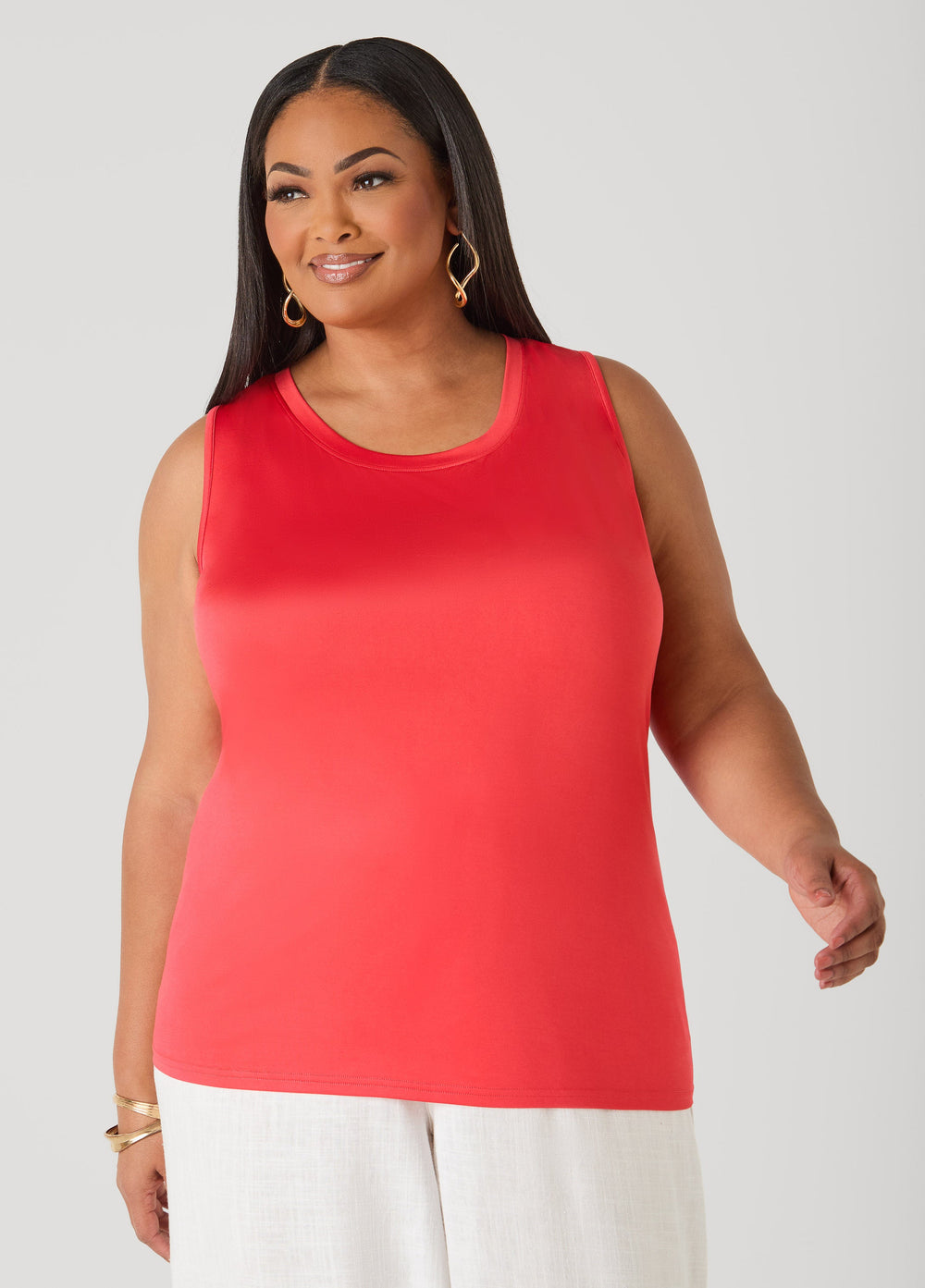 The Basic Stretch Knit Cami Top Turquoise | Ashley Stewart