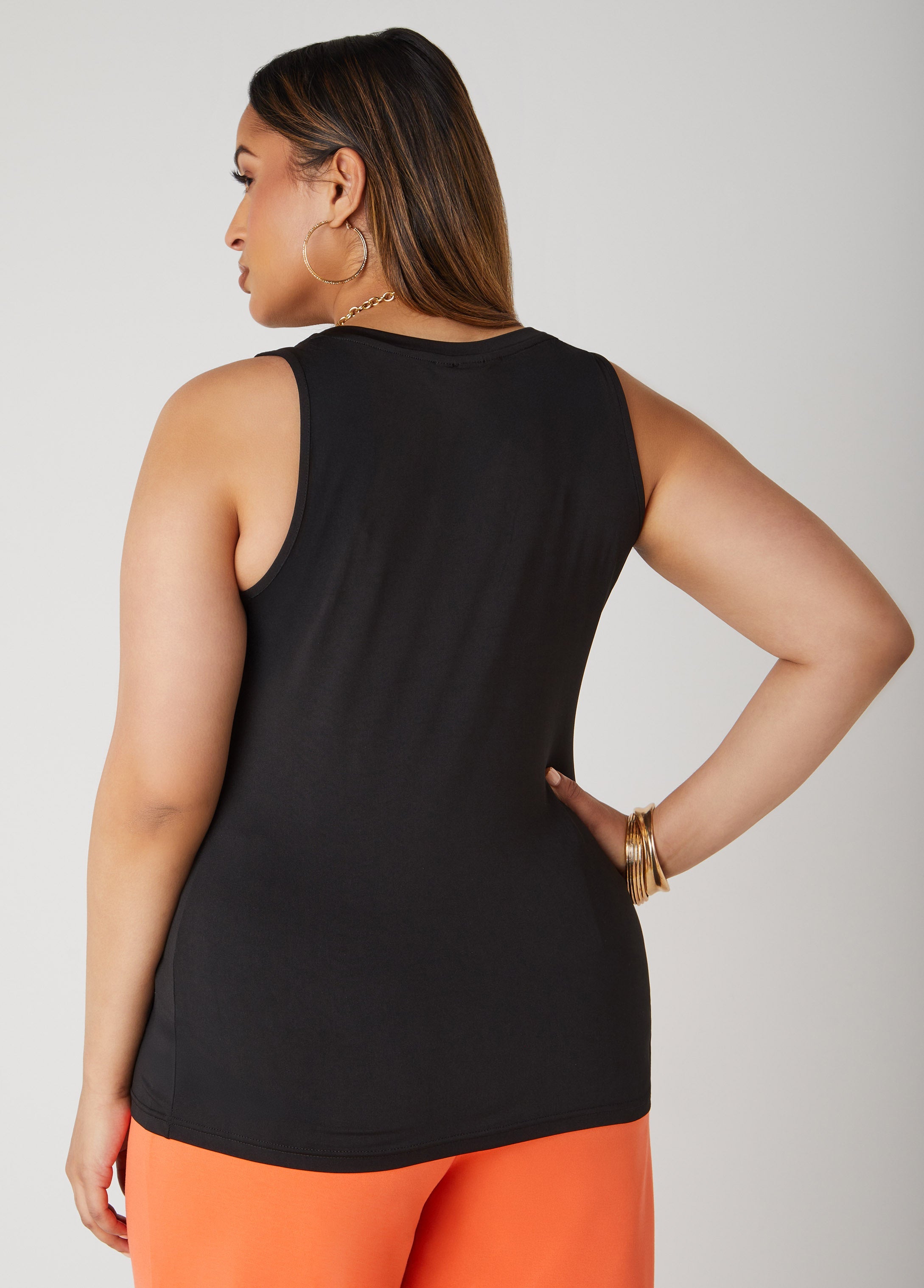 Plus Size Basic Tank Top Loose Plus Size Everyday Basic Knit Cami Iced Coffee | Ashley Stewart