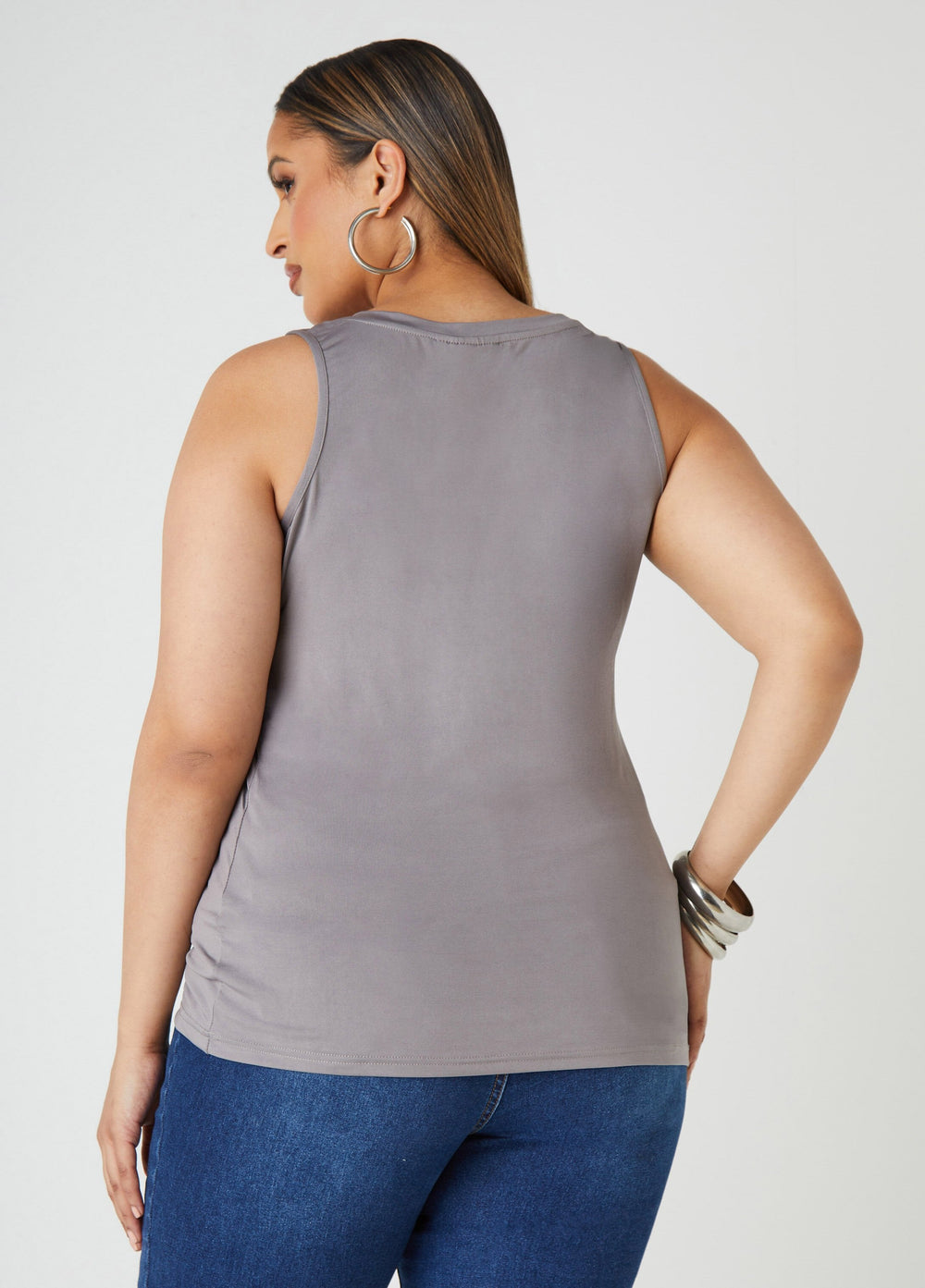 Plus Size Basic Tank Top Loose Plus Size Everyday Basic Knit Cami Iced Coffee | Ashley Stewart