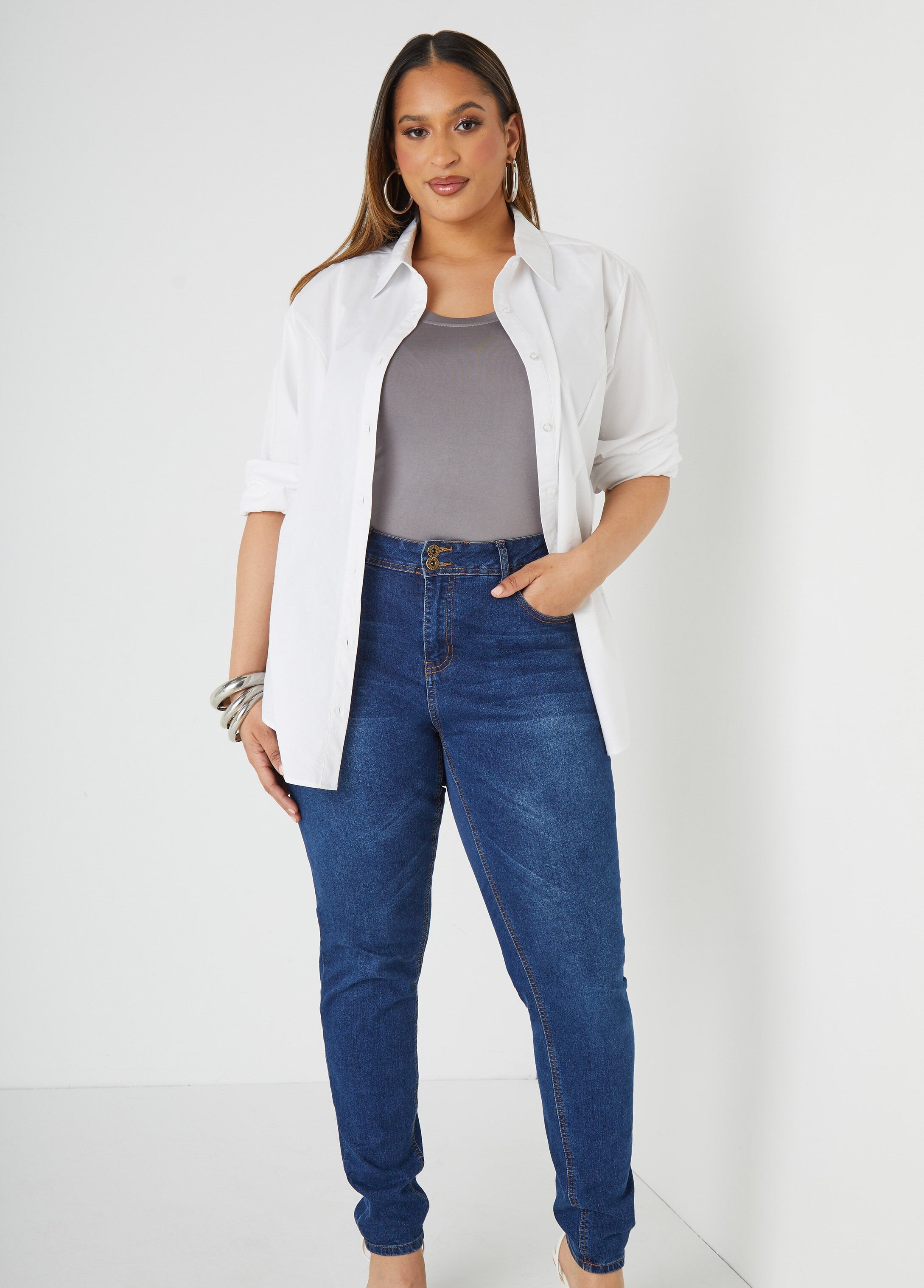 Plus Size Basic Tank Top Loose Plus Size Everyday Basic Knit Cami Iced Coffee | Ashley Stewart