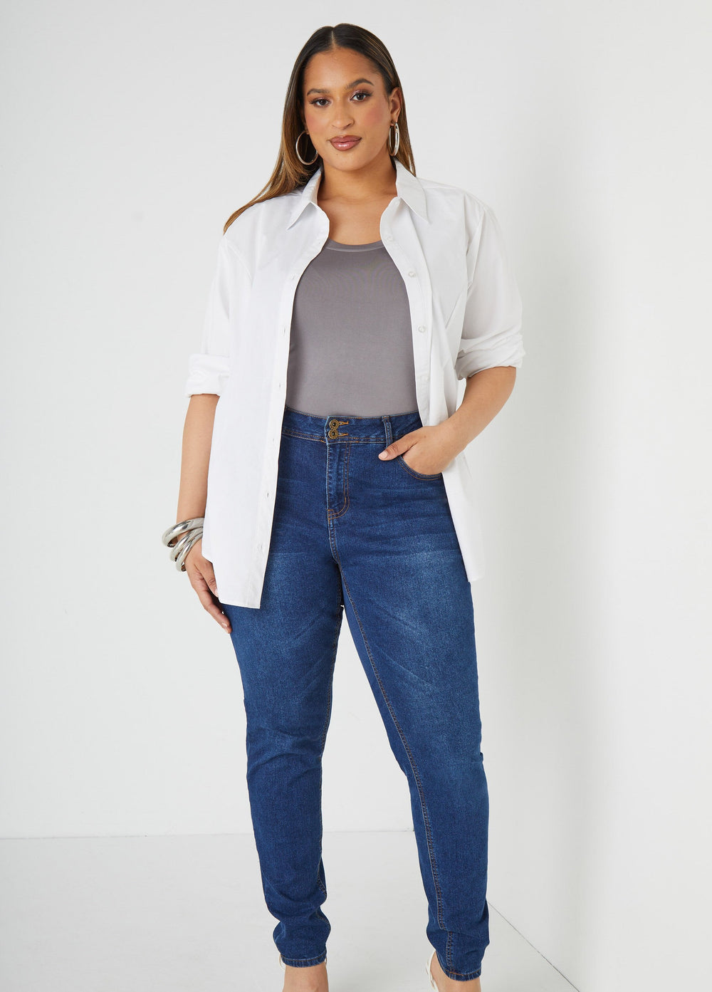 Plus Size Basic Tank Top Loose Plus Size Everyday Basic Knit Cami Iced Coffee | Ashley Stewart