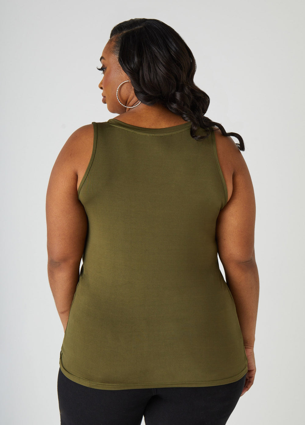 Plus Size Basic Tank Top Loose Plus Size Everyday Basic Knit Cami Iced Coffee | Ashley Stewart