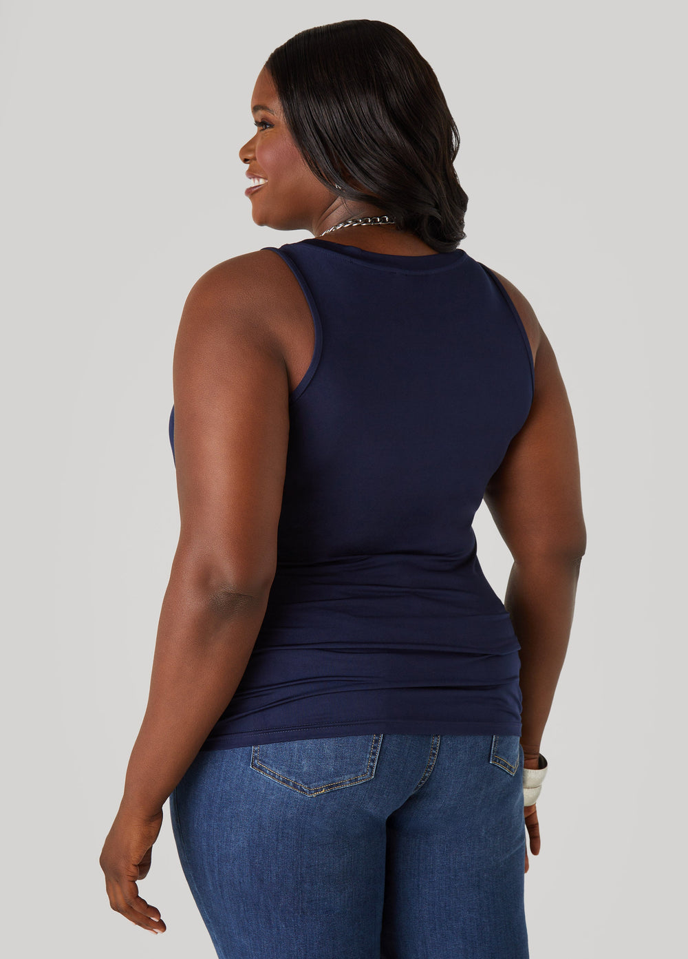 Plus Size Basic Tank Top Loose Plus Size Everyday Basic Knit Cami Iced Coffee | Ashley Stewart