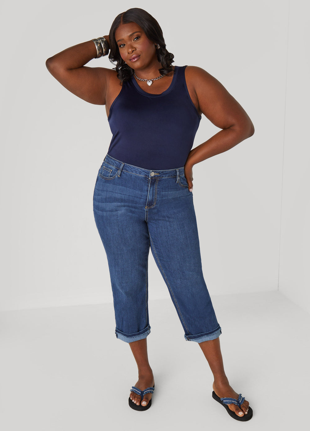Plus Size Basic Tank Top Loose Plus Size Everyday Basic Knit Cami Iced Coffee | Ashley Stewart