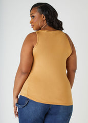Plus Size Basic Tank Top Loose Plus Size Everyday Basic Knit Cami Iced Coffee | Ashley Stewart