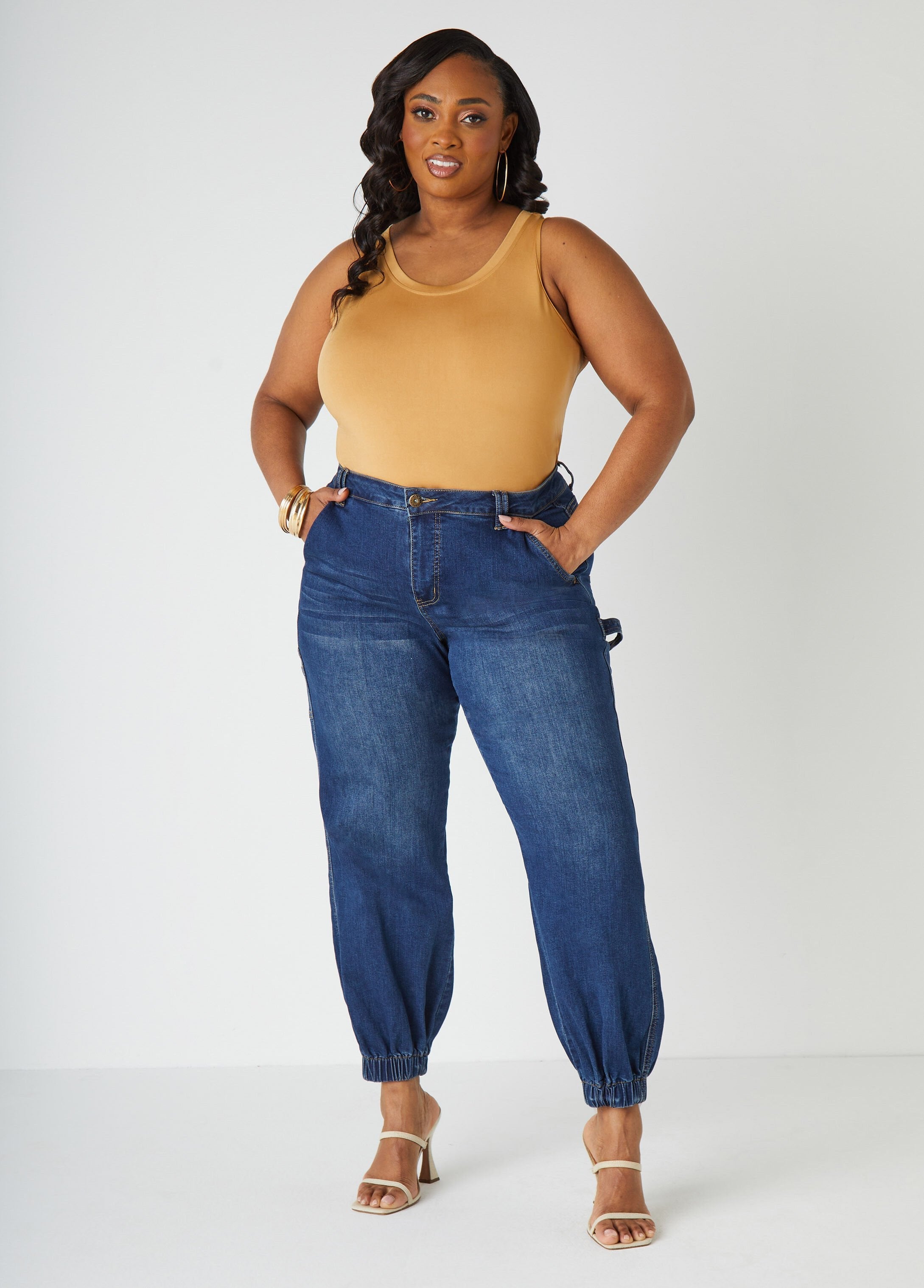Plus Size Basic Tank Top Loose Plus Size Everyday Basic Knit Cami Iced Coffee | Ashley Stewart