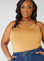 Plus Size Basic Tank Top Loose Plus Size Everyday Basic Knit Cami Iced Coffee | Ashley Stewart