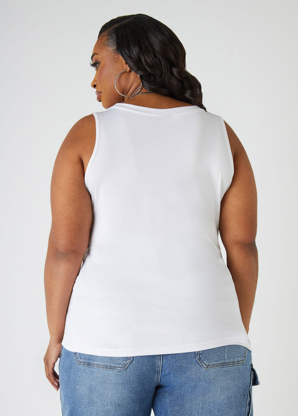 Plus Size Basic Tank Top Loose Plus Size Everyday Basic Knit Cami Iced Coffee | Ashley Stewart
