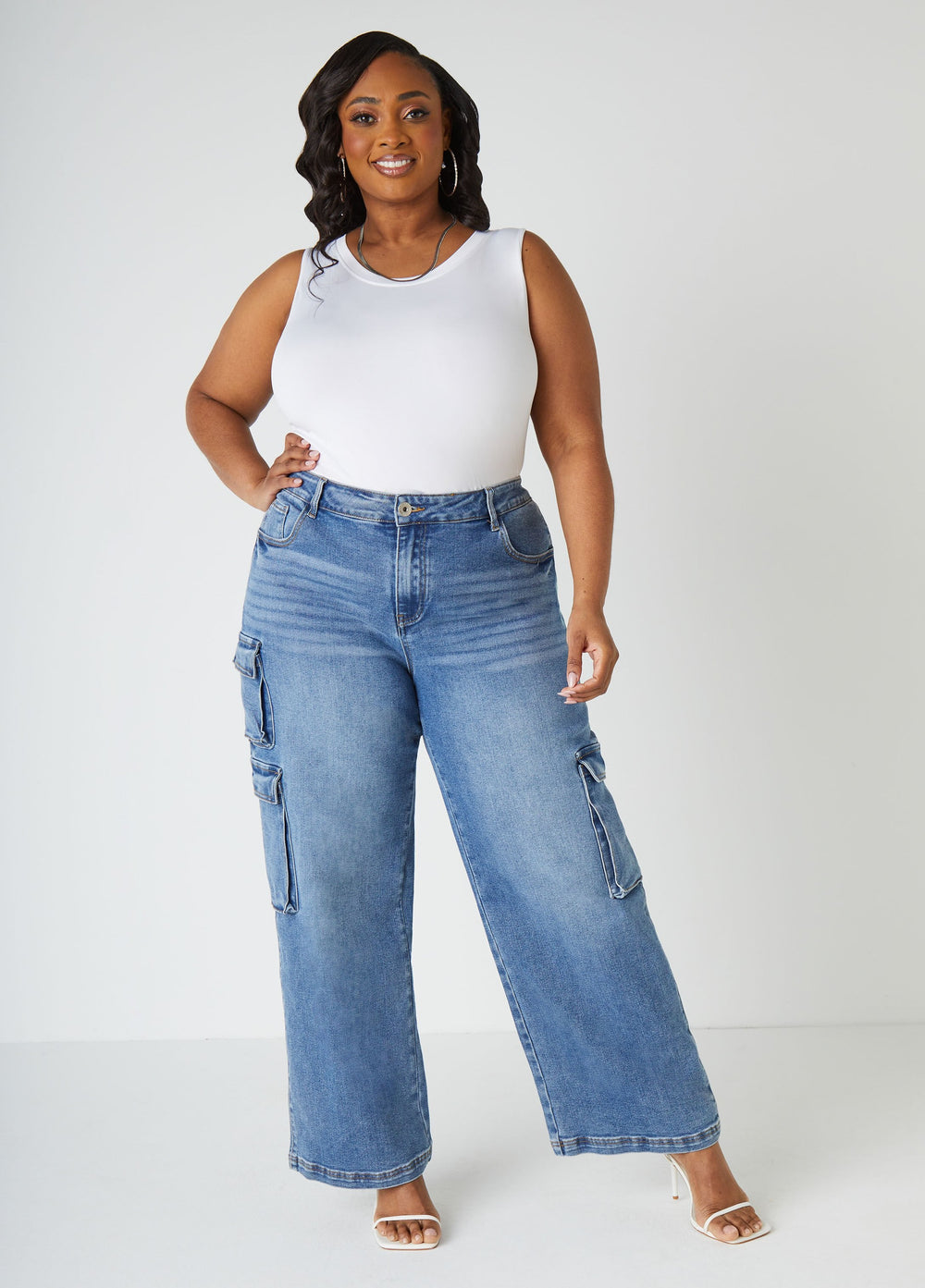 Plus Size Basic Tank Top Loose Plus Size Everyday Basic Knit Cami Iced Coffee | Ashley Stewart