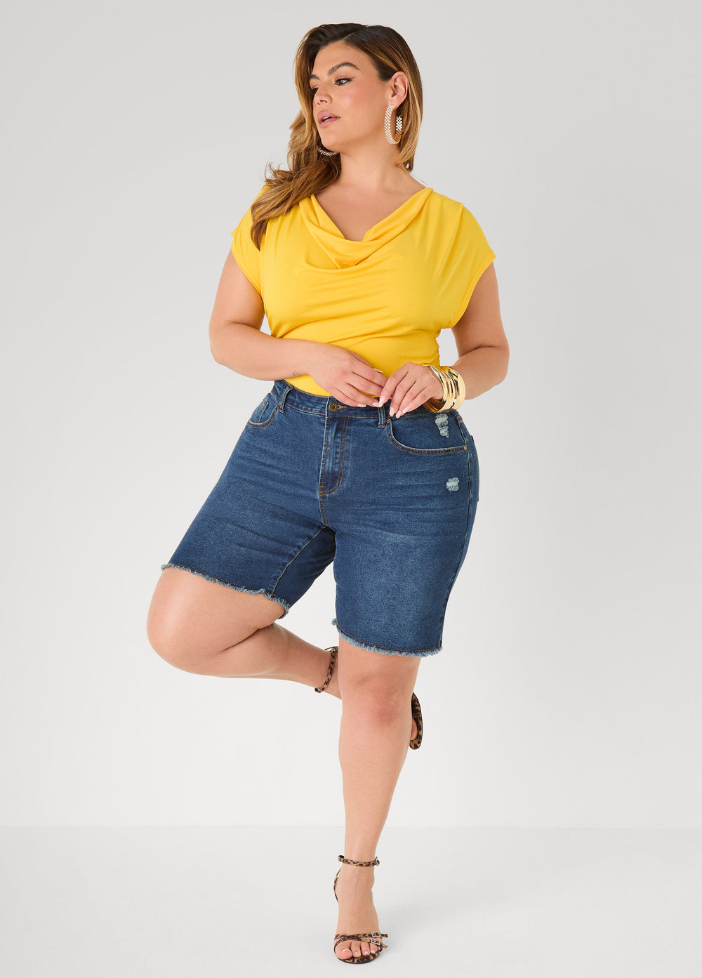 Cowl Neck Top White | Ashley Stewart