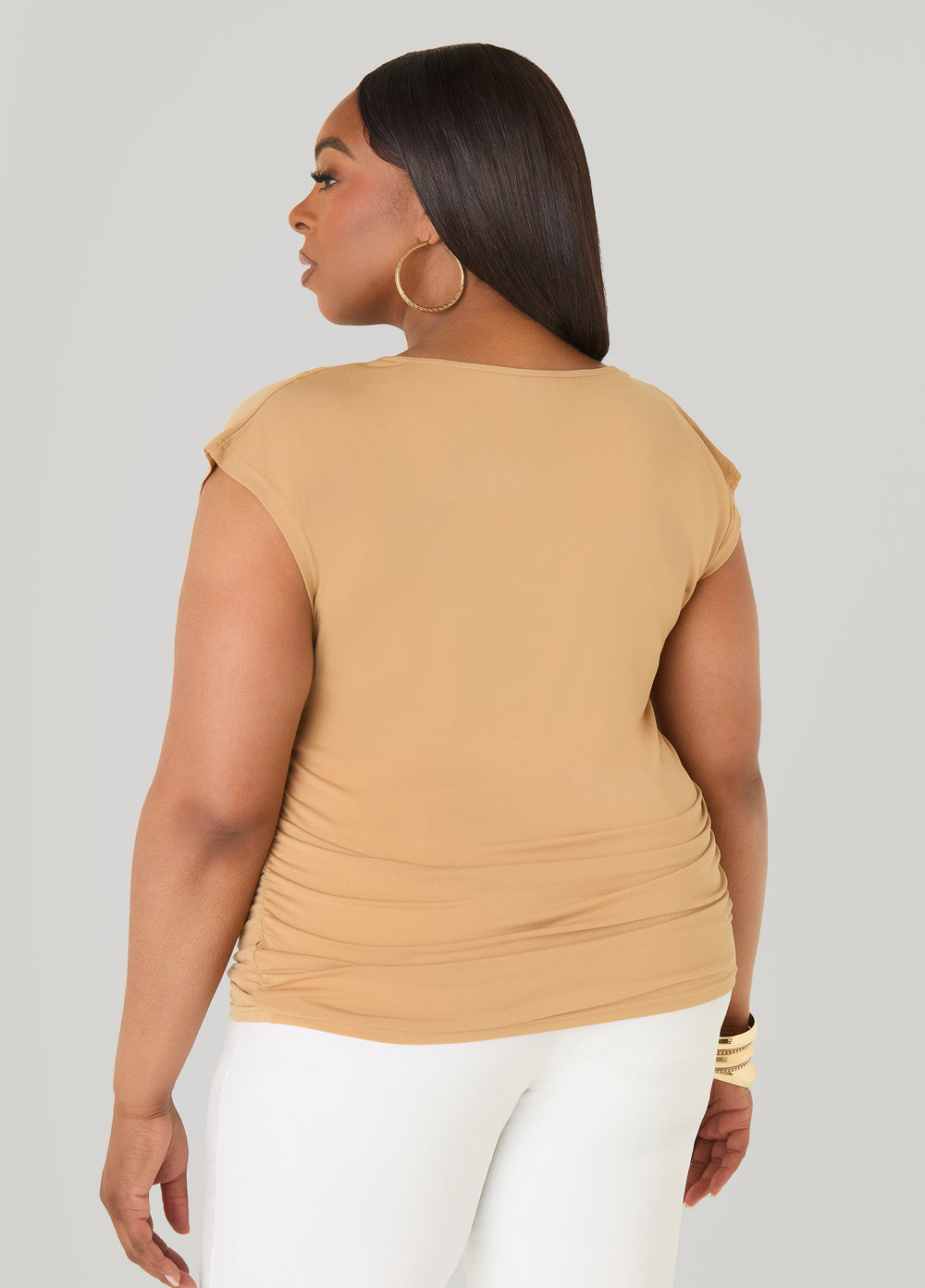 Cowl Neck Top White | Ashley Stewart