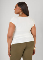 Cowl Neck Top White | Ashley Stewart