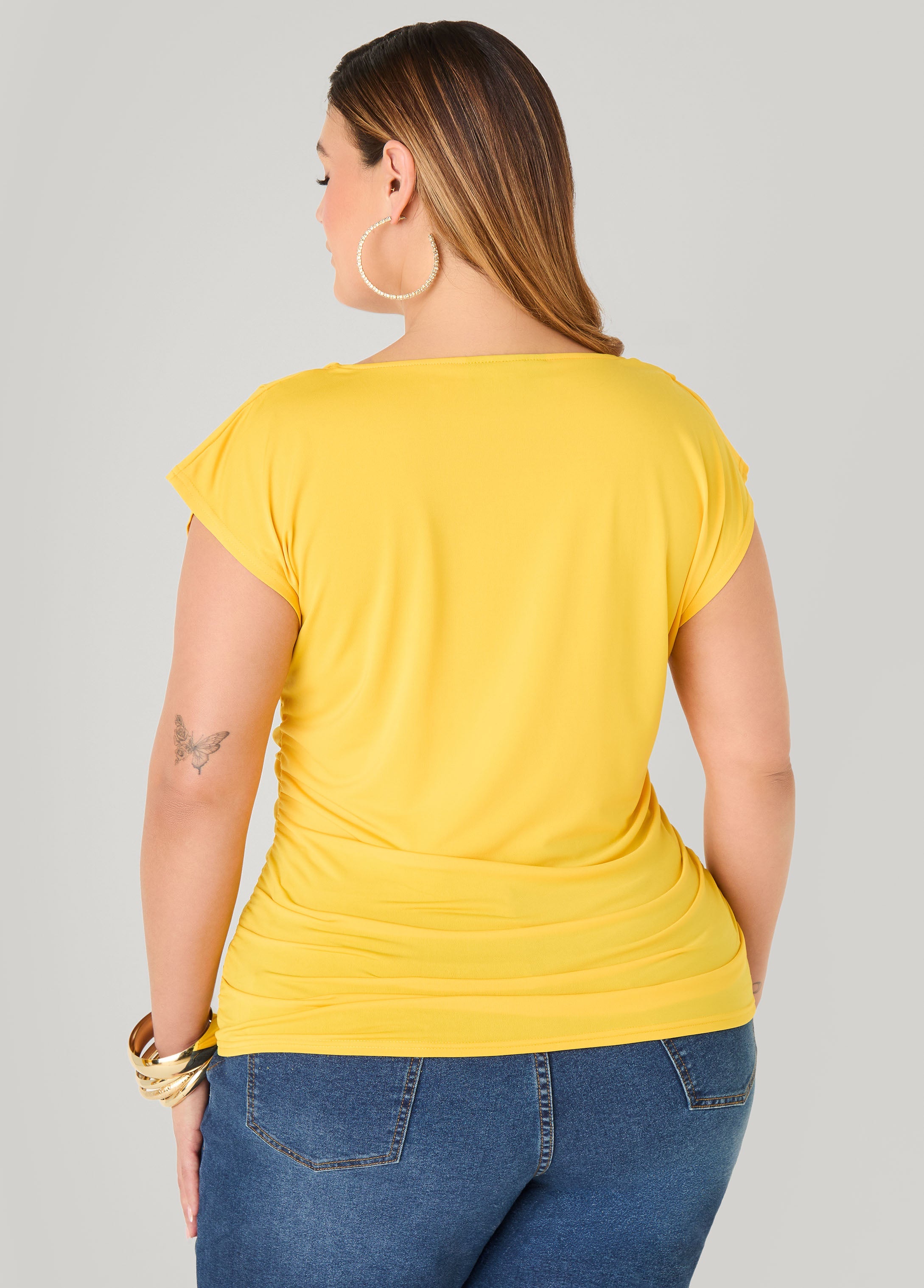Cowl Neck Top White | Ashley Stewart