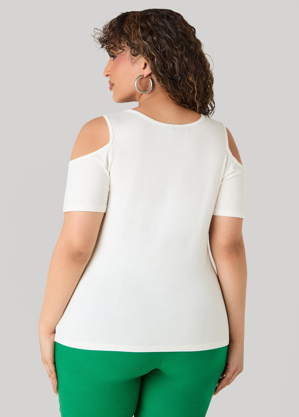 Grommet Cold Shoulder Top Victoria Blue | Ashley Stewart