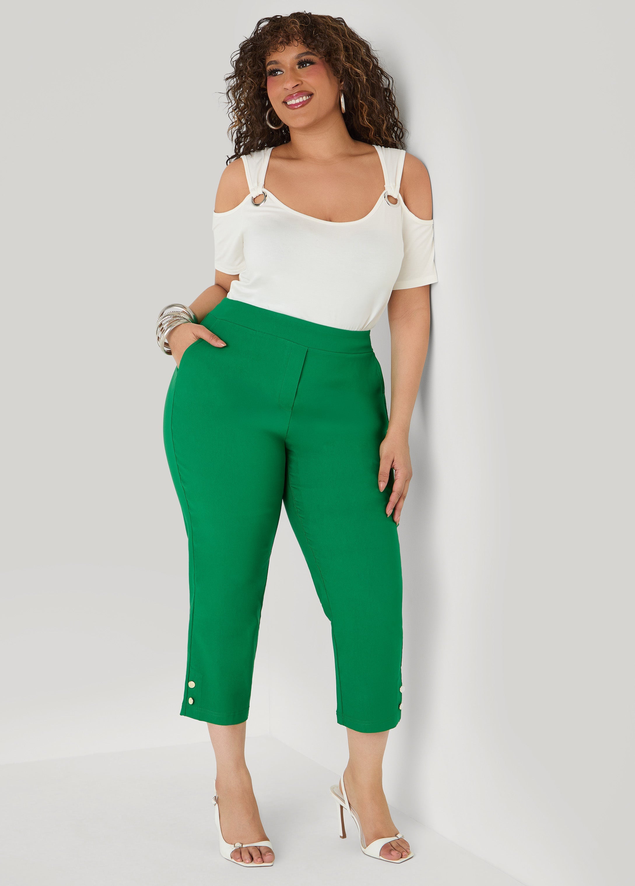 Grommet Cold Shoulder Top Victoria Blue | Ashley Stewart