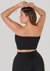 Smocked Tube Top Black | Ashley Stewart