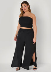 Smocked Tube Top Black | Ashley Stewart