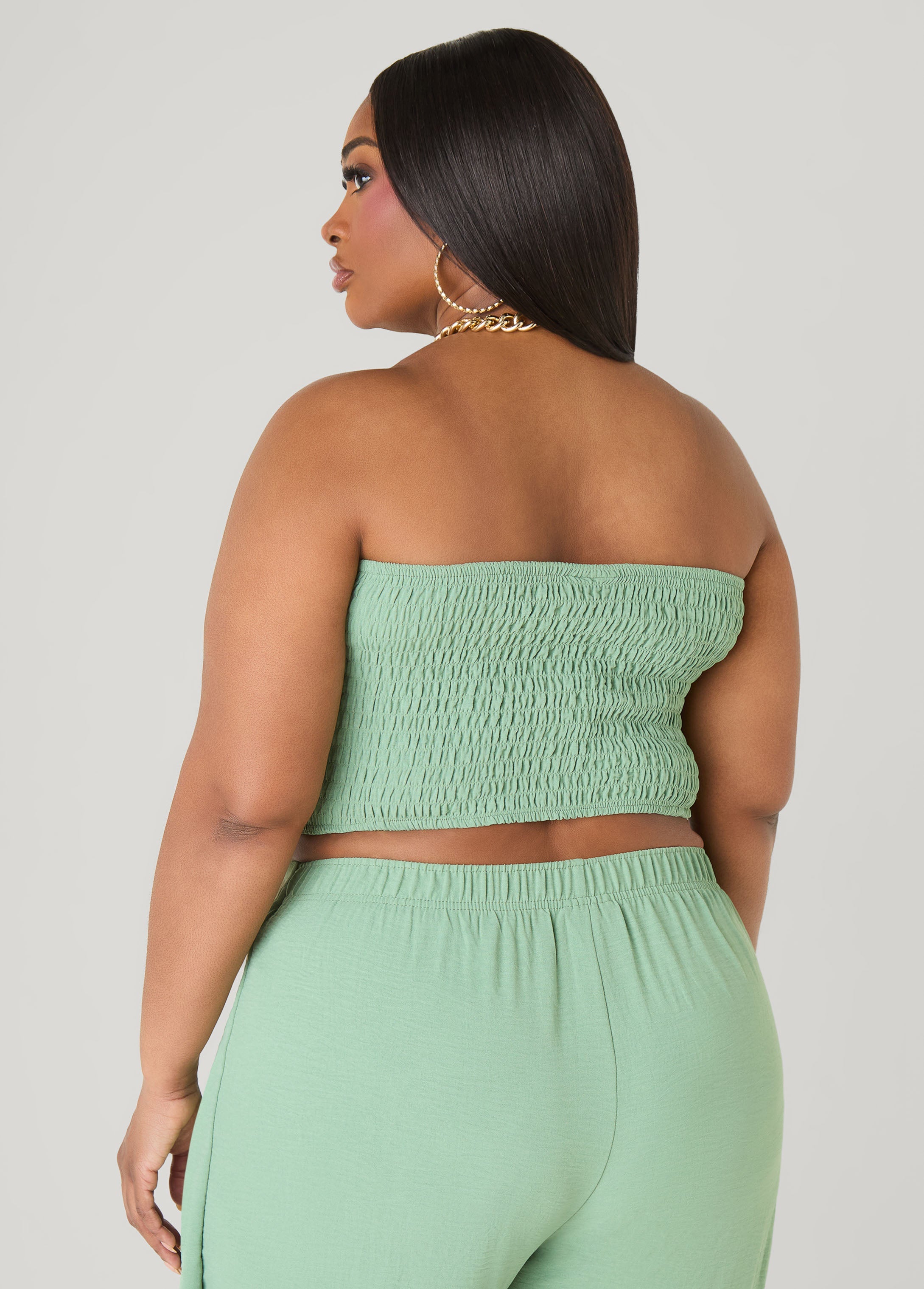 Smocked Tube Top Black | Ashley Stewart