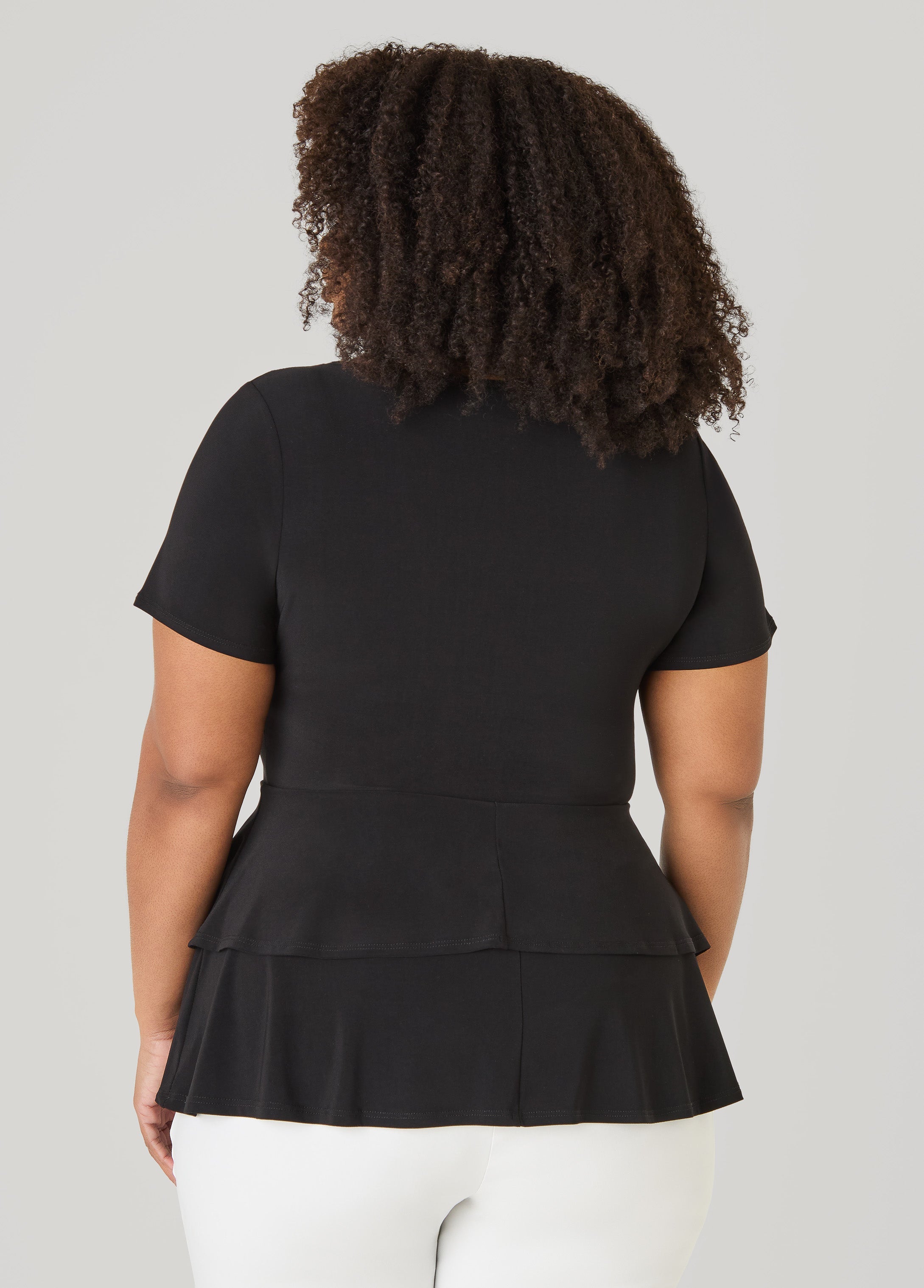Tiered Peplum Top Red | Ashley Stewart