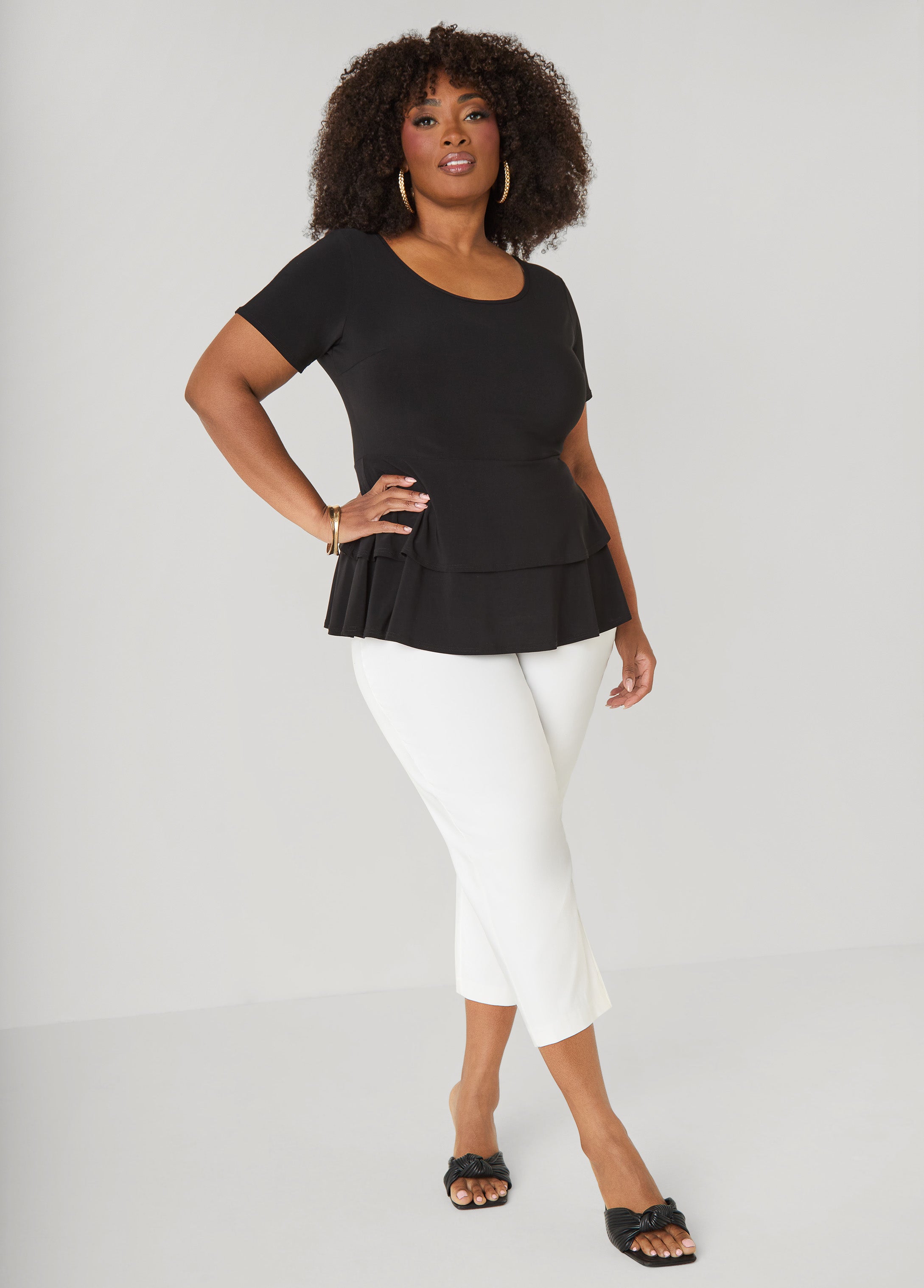 Tiered Peplum Top Red | Ashley Stewart