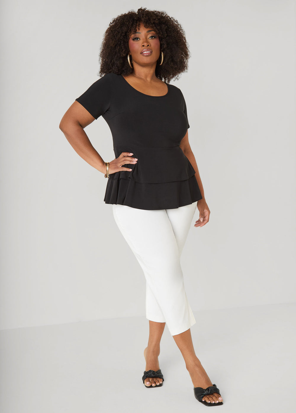 Tiered Peplum Top Red | Ashley Stewart