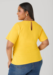Embellished Faux Wrap Top Spectra Yellow | Ashley Stewart
