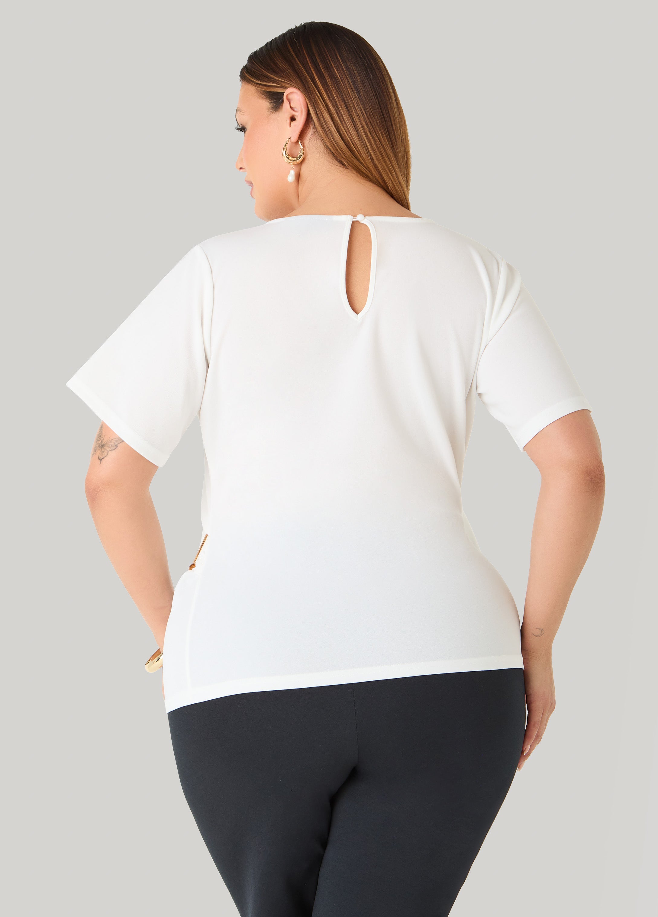 Embellished Faux Wrap Top Spectra Yellow | Ashley Stewart