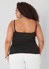 Ruched U Ring Cami Top Black | Ashley Stewart