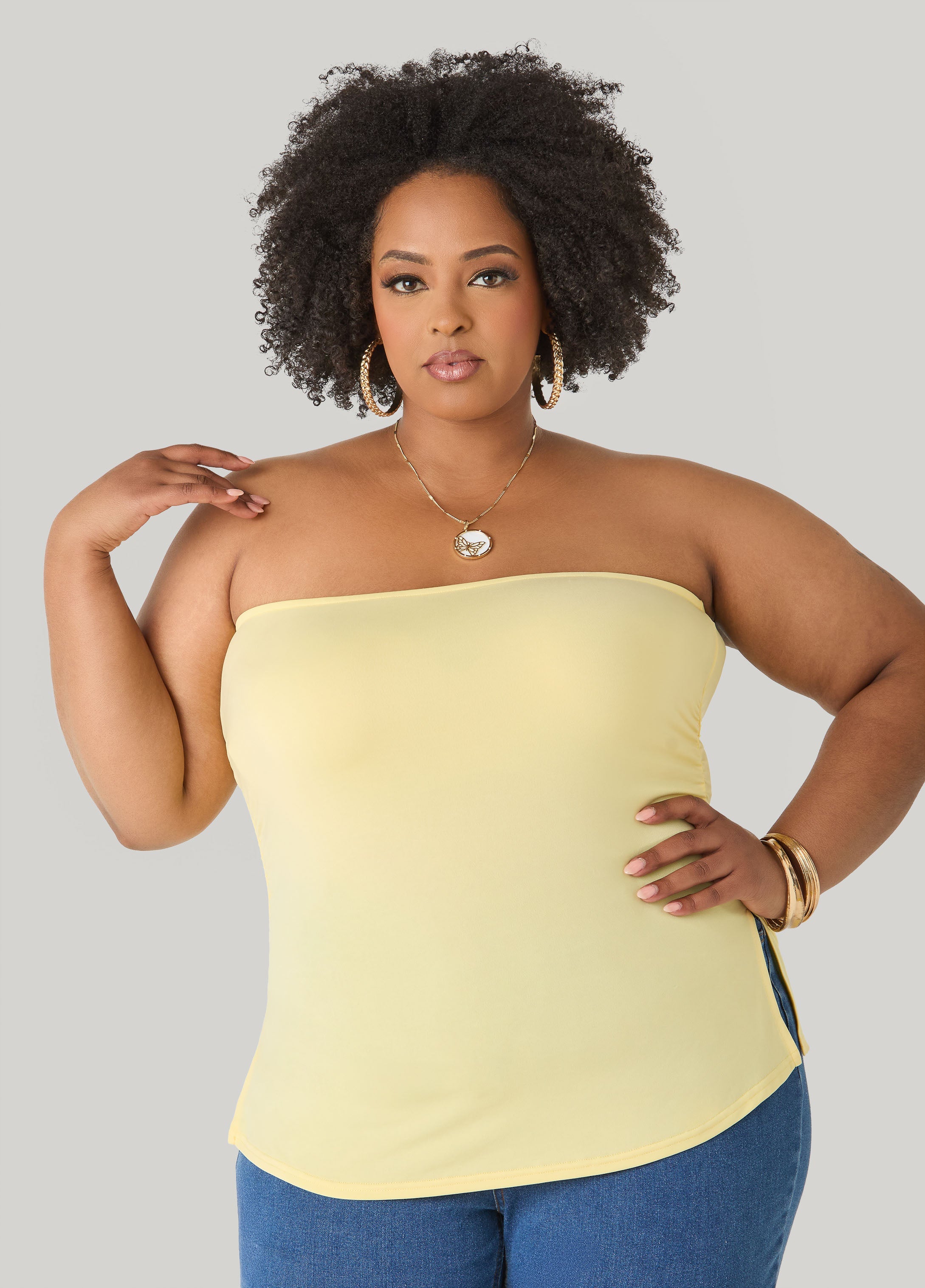 Ruched Tube Top Poinsettia | Ashley Stewart
