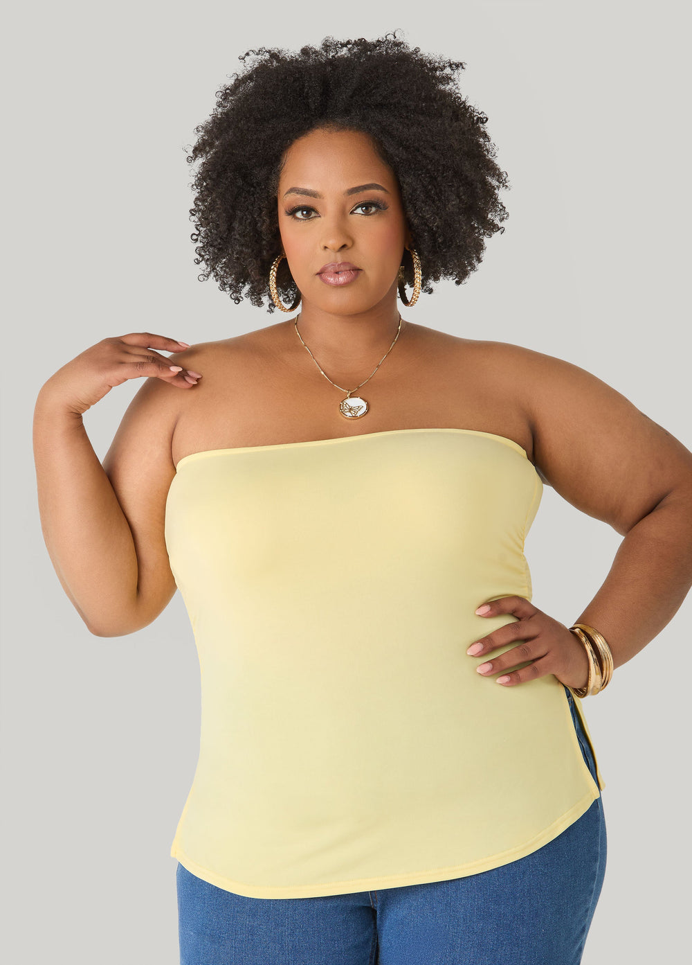 Ruched Tube Top Poinsettia | Ashley Stewart