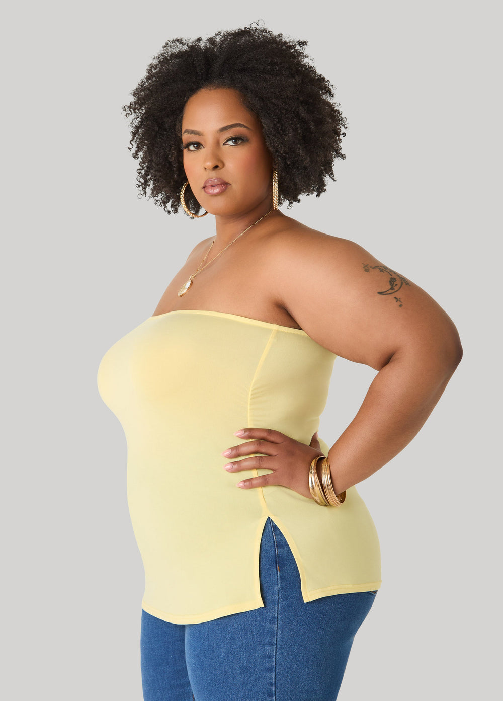 Ruched Tube Top Poinsettia | Ashley Stewart
