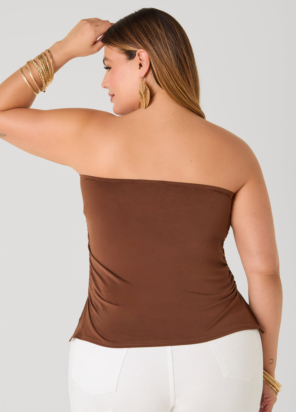 Ruched Tube Top Poinsettia | Ashley Stewart