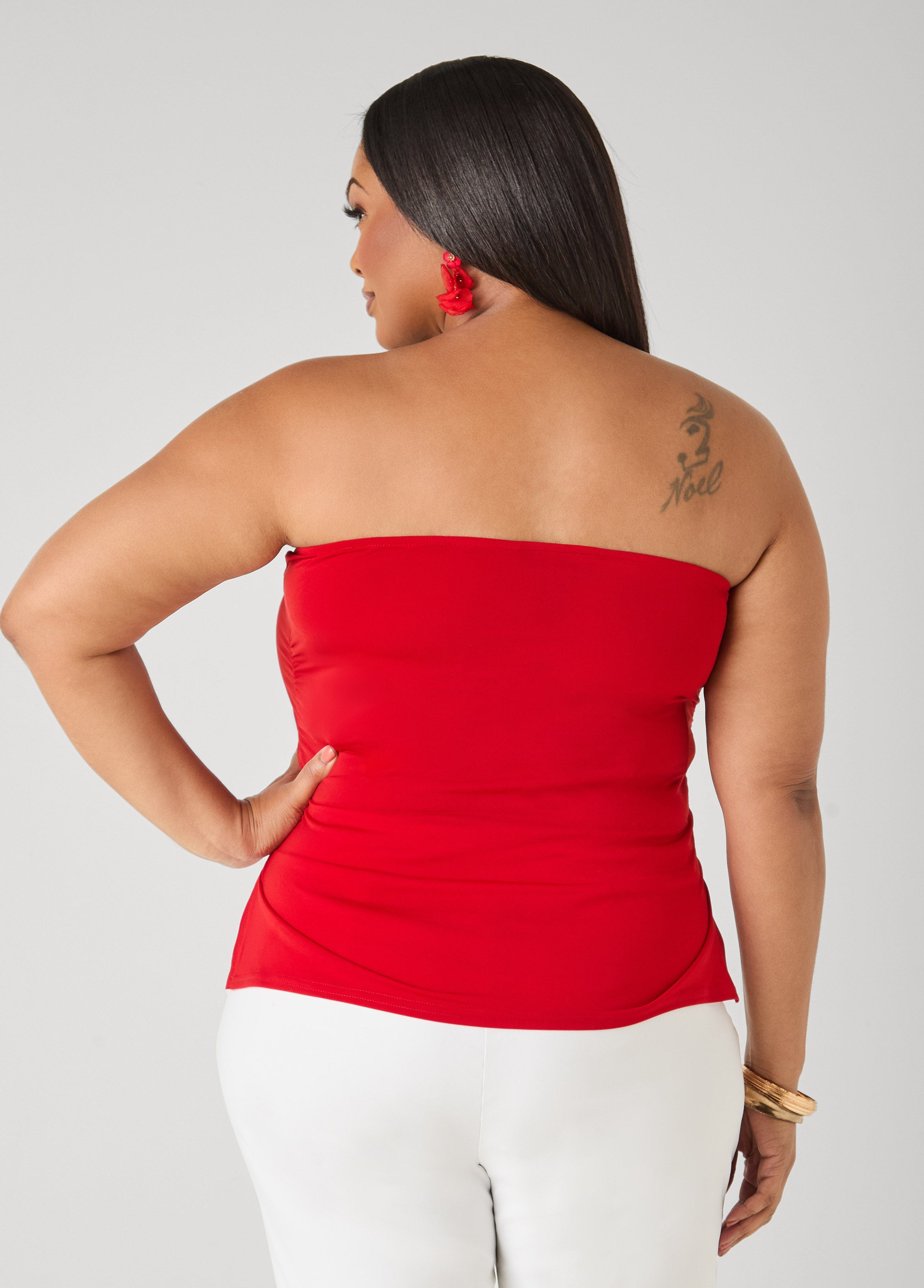 Ruched Tube Top Poinsettia | Ashley Stewart