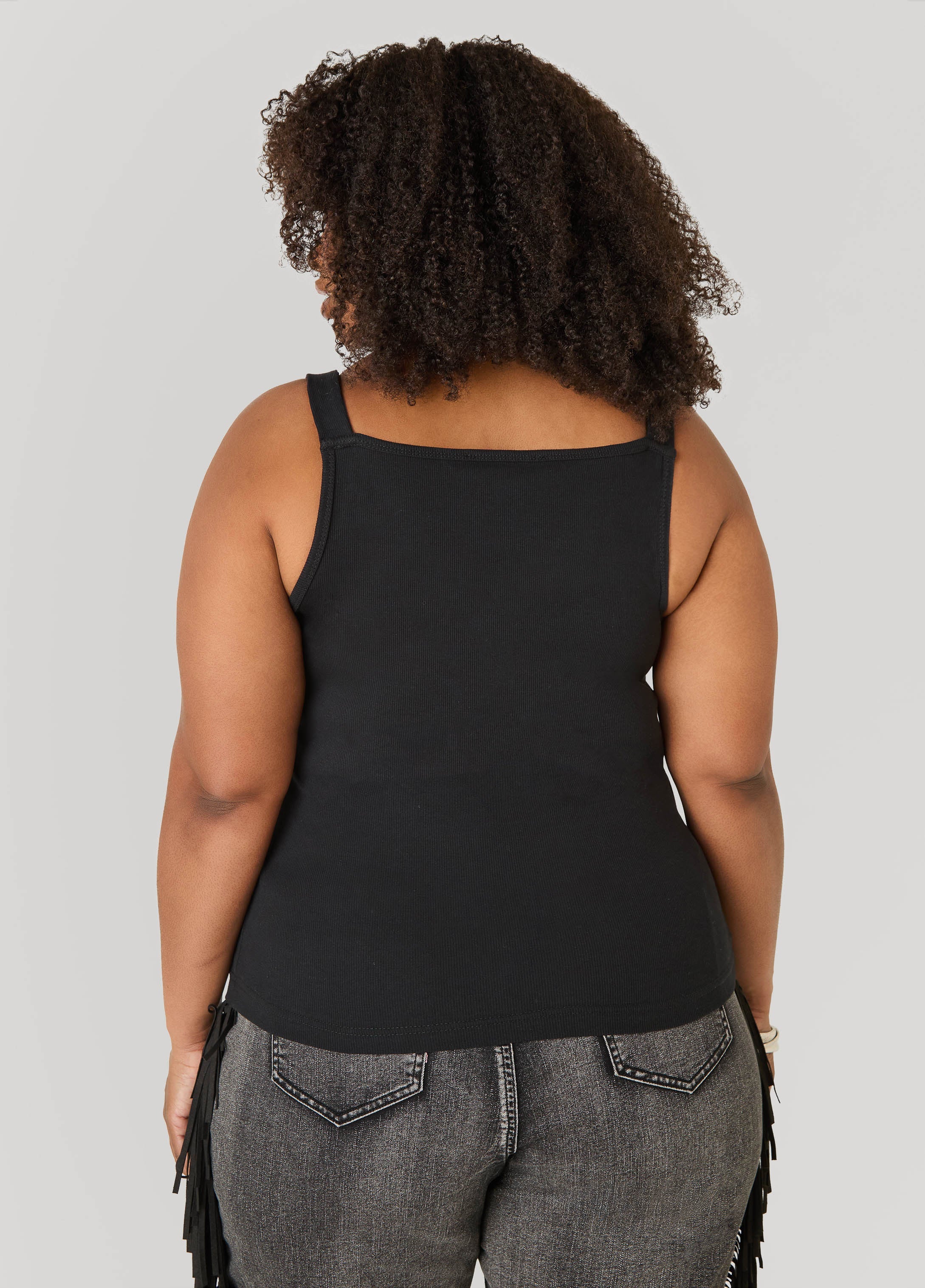 Buckle Strap Tank Top White | Ashley Stewart