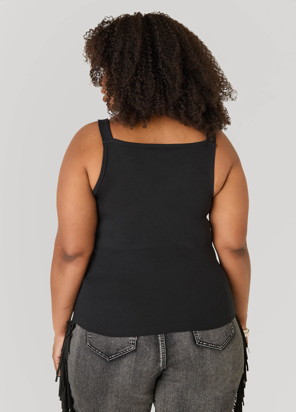 Buckle Strap Tank Top White | Ashley Stewart