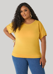 Dolman Sleeved Stretch Crepe Top Mustard | Ashley Stewart