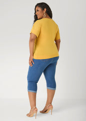 Dolman Sleeved Stretch Crepe Top Mustard | Ashley Stewart