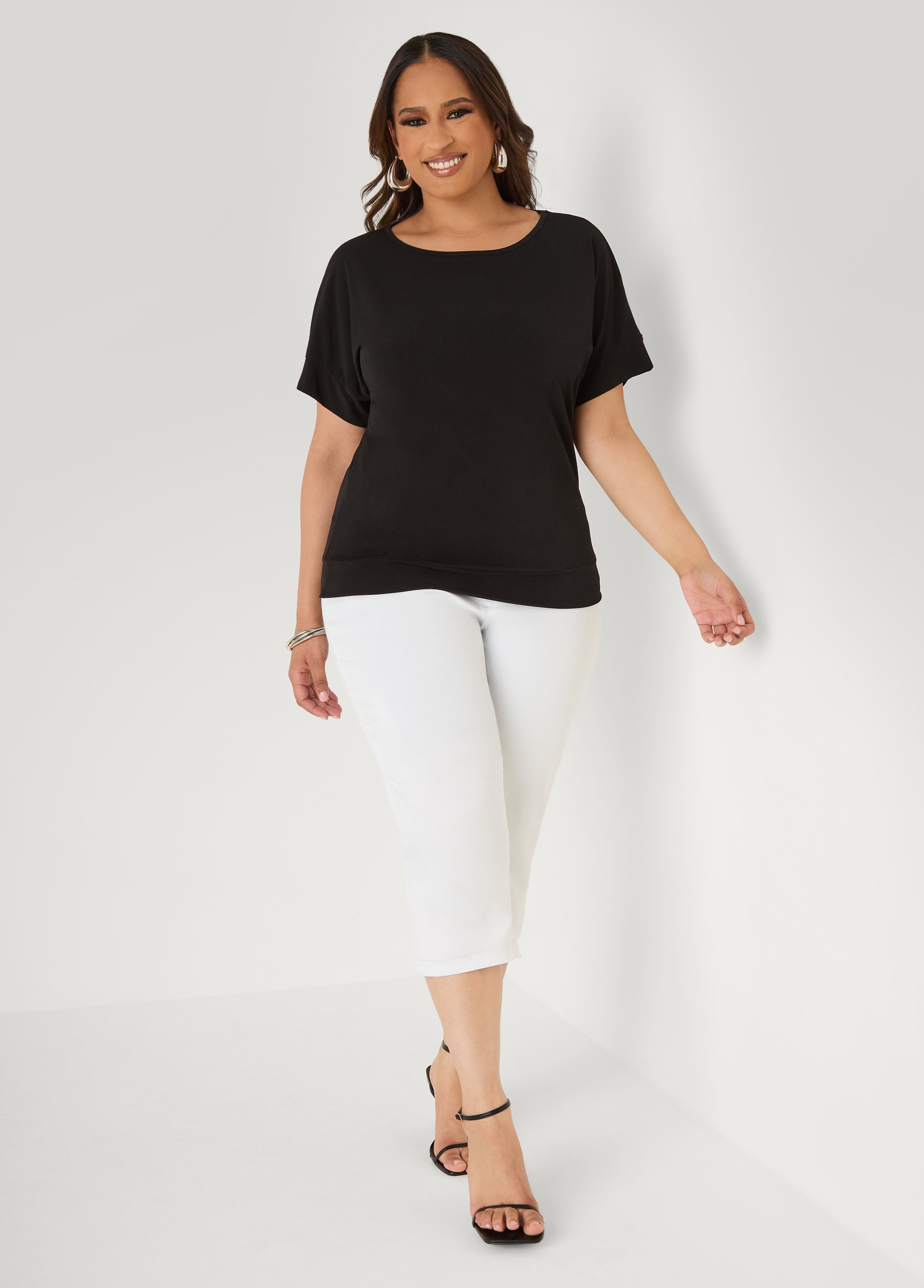 Dolman Sleeved Stretch Crepe Top Mustard | Ashley Stewart