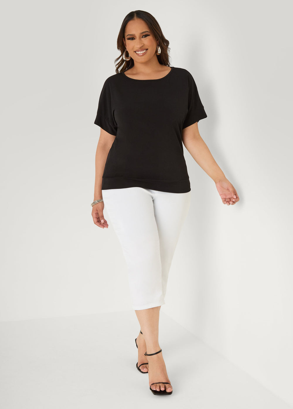 Dolman Sleeved Stretch Crepe Top Mustard | Ashley Stewart