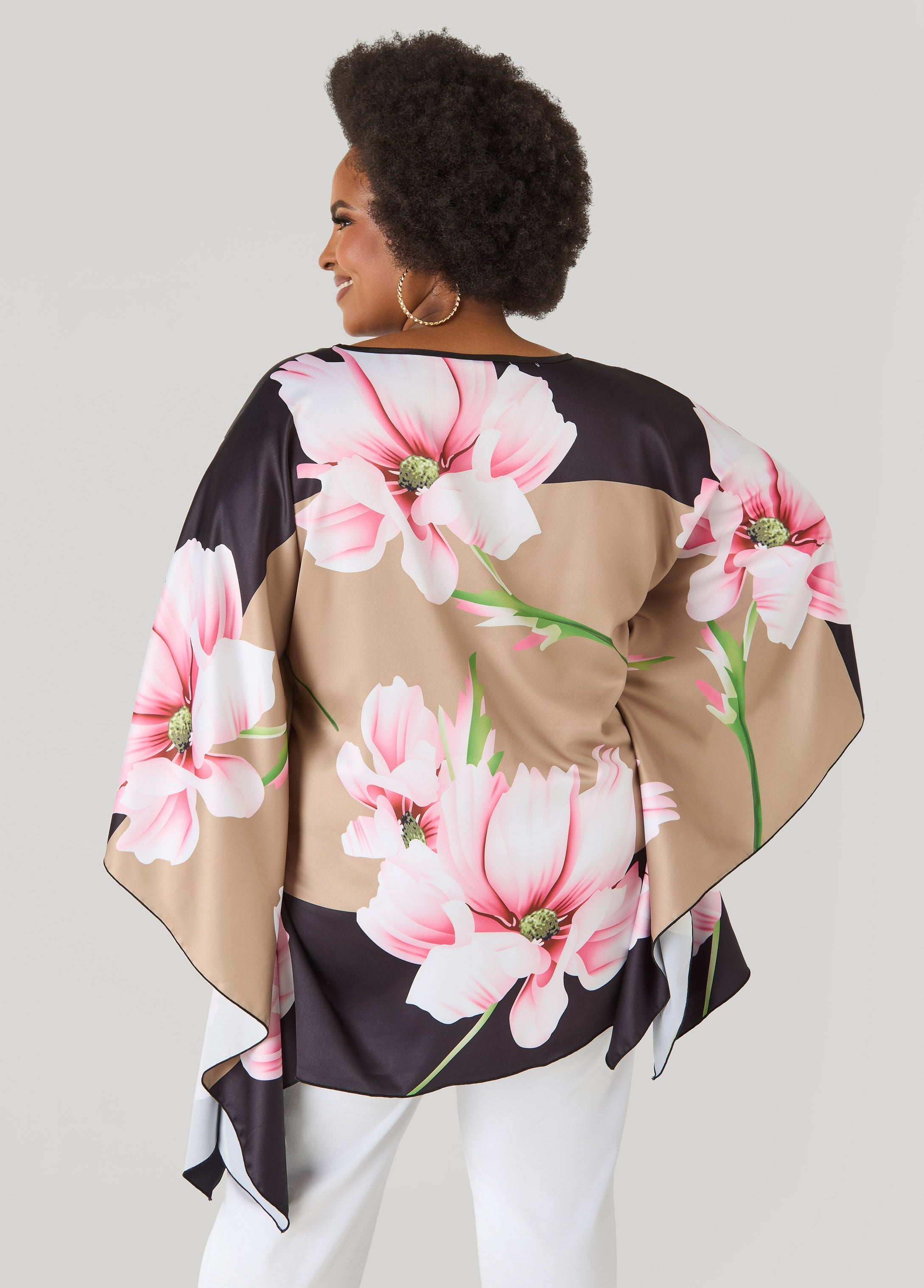 Floral Print Satin Tunic Amazon | Ashley Stewart