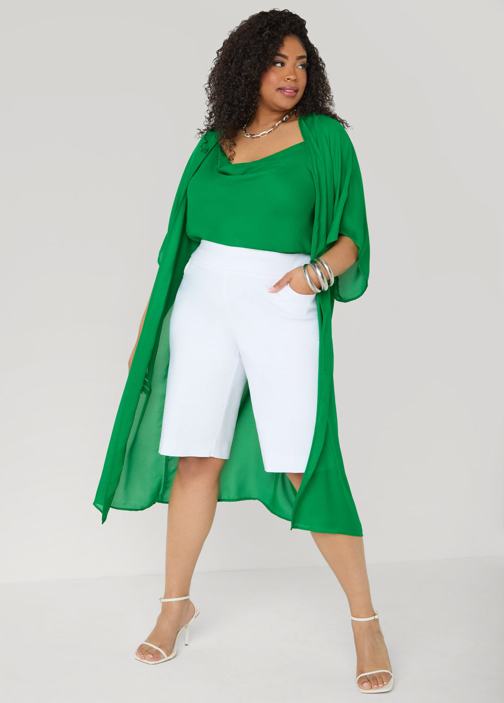 Cowl Neck Crepe Cami Pansy | Ashley Stewart