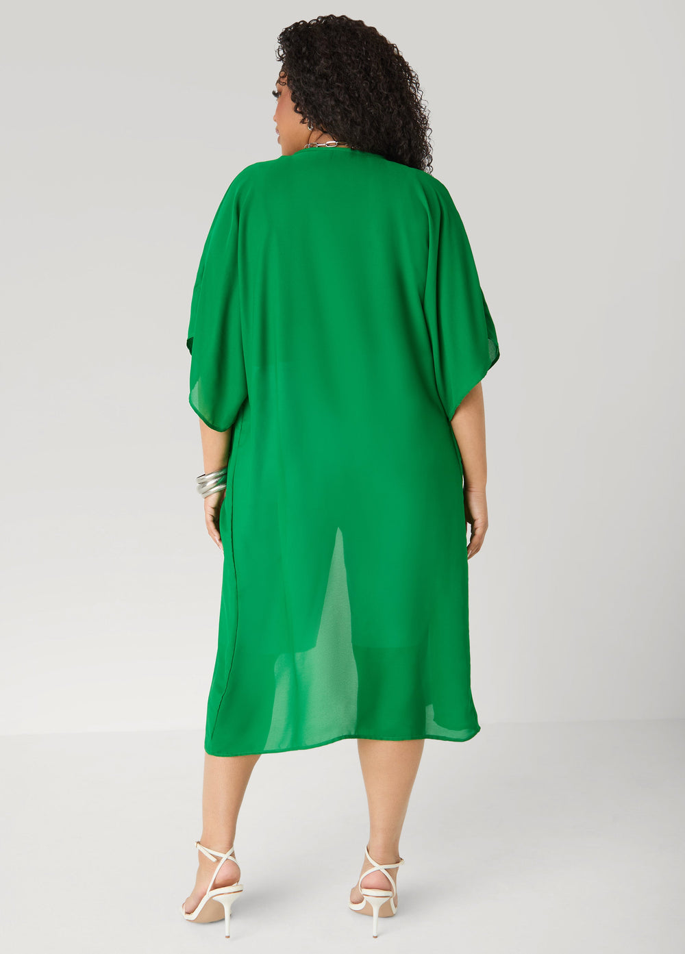 Open Front Crepe Kimono Pansy | Ashley Stewart