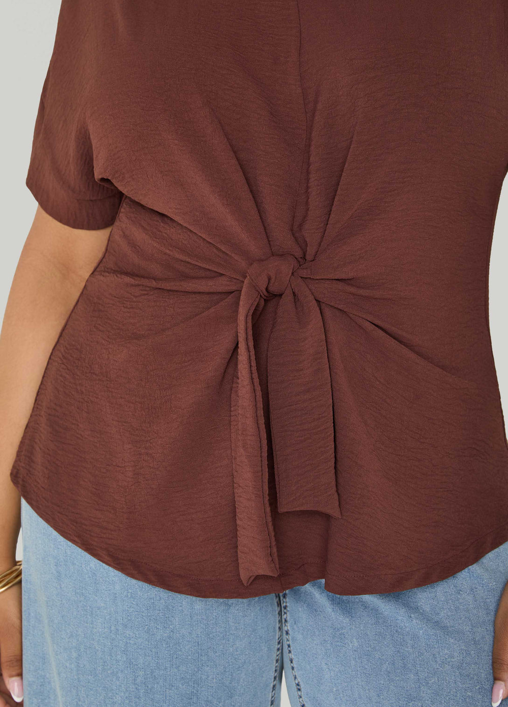 Tie Front V Neck Top Royal Blue | Ashley Stewart