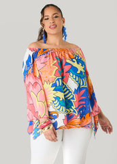 Off The Shoulder Floral Blouse Multi | Ashley Stewart