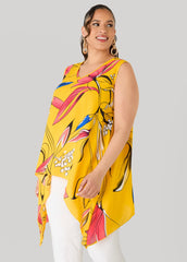 Floral Print Handkerchief Top Spectra Yellow | Ashley Stewart