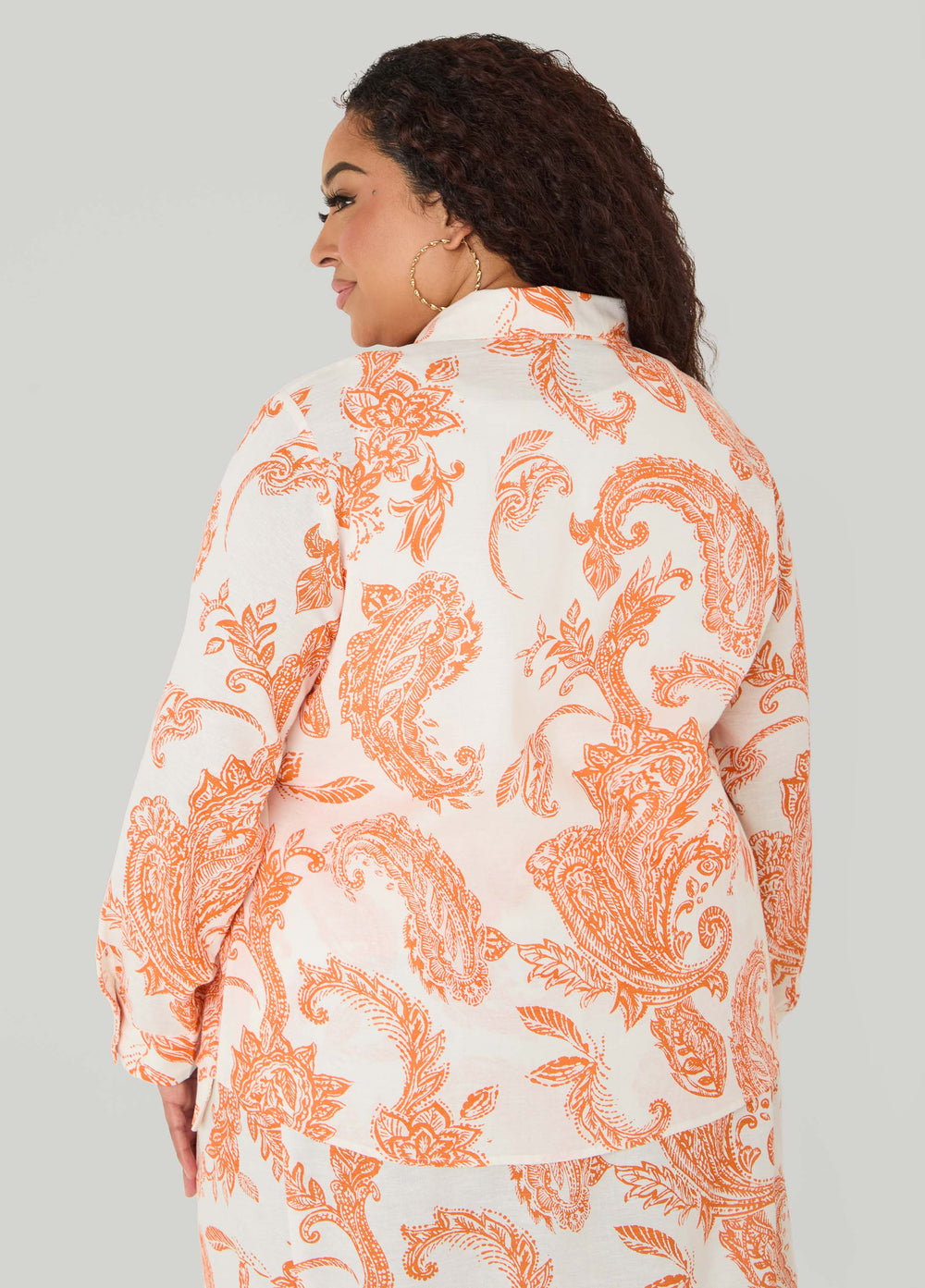 Paisley Print Shirt Persimmon Orange | Ashley Stewart