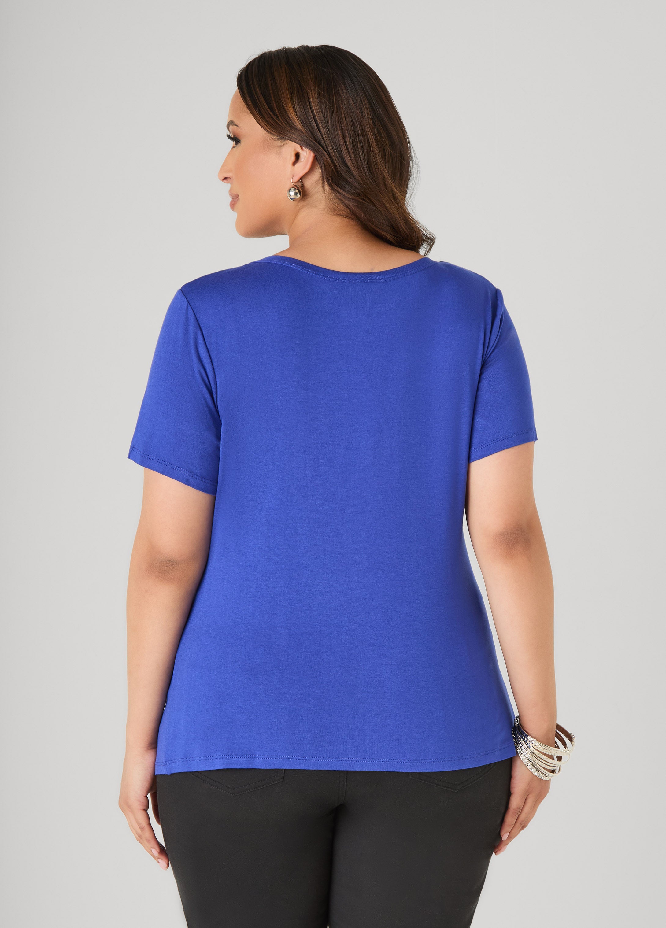 Taurus Crystal Tee Royal Blue | Ashley Stewart